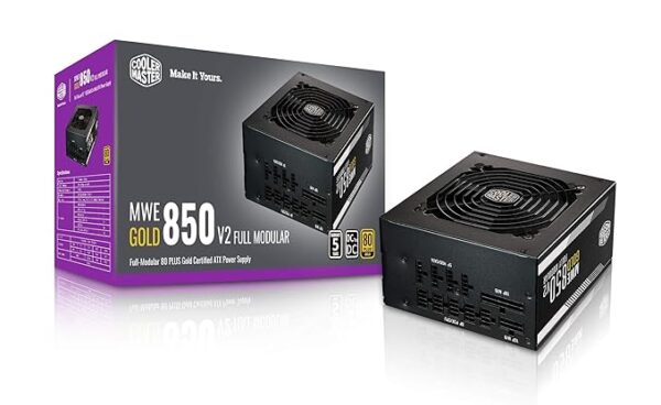 Cooler Master MWE 850 Gold V2 Power Supply - Fully Modular | 80 Plus Gold Certified | 120mm HDB Fan | DC-to-DC Circuit Design | 2 EPS Connectors | 850 Watt